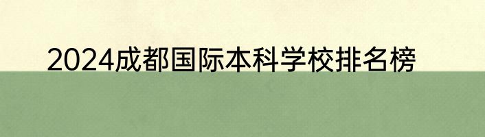 2024成都国际本科学校排名榜