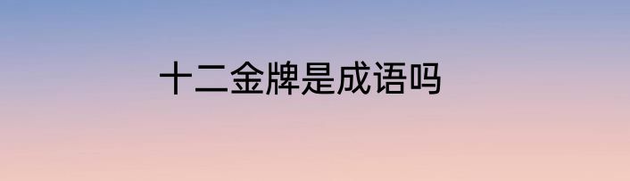 十二金牌是成语吗