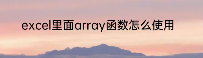 excel里面array函数怎么使用