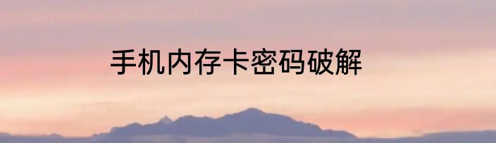 手机内存卡密码破解
