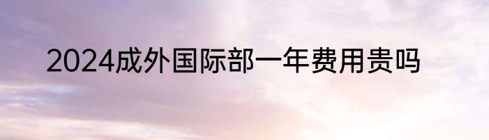 2024成外国际部一年费用贵吗