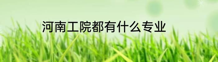 河南工院都有什么专业