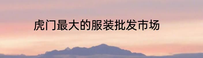 虎门最大的服装批发市场