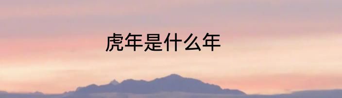 虎年是什么年