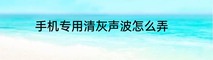 手机专用清灰声波怎么弄