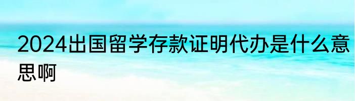2024出国留学存款证明代办是什么意思啊