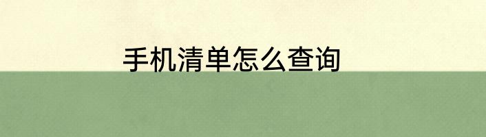 手机清单怎么查询