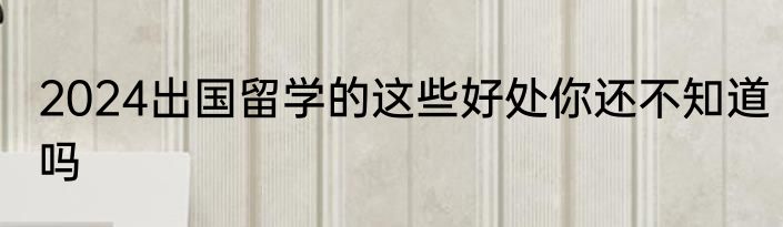 2024出国留学的这些好处你还不知道吗