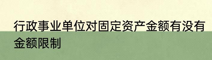 行政事业单位对固定资产金额有没有金额限制