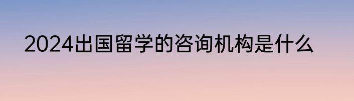 2024出国留学的咨询机构是什么