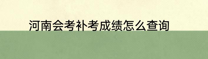 河南会考补考成绩怎么查询