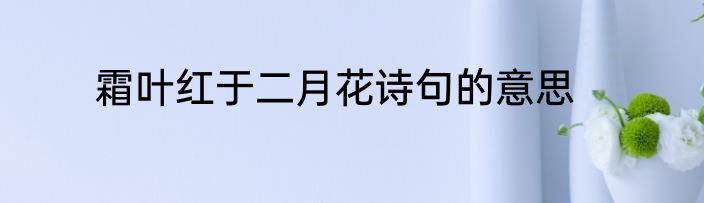 霜叶红于二月花诗句的意思