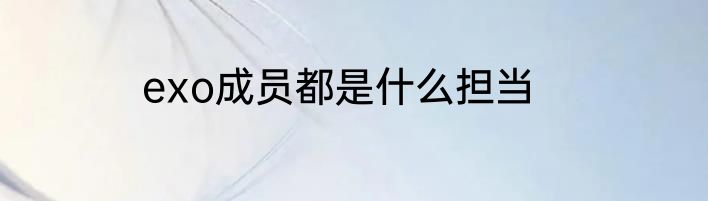 exo成员都是什么担当