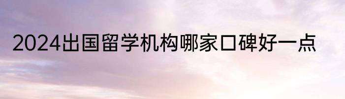 2024出国留学机构哪家口碑好一点