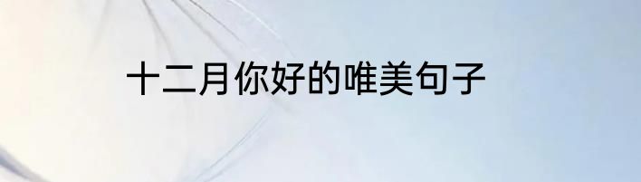 十二月你好的唯美句子
