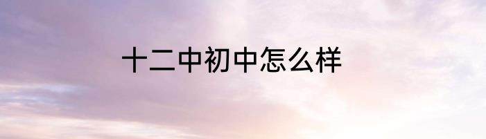 十二中初中怎么样