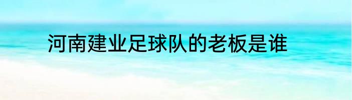 河南建业足球队的老板是谁