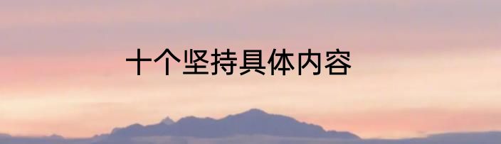 十个坚持具体内容