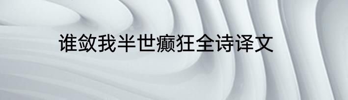 谁敛我半世癫狂全诗译文