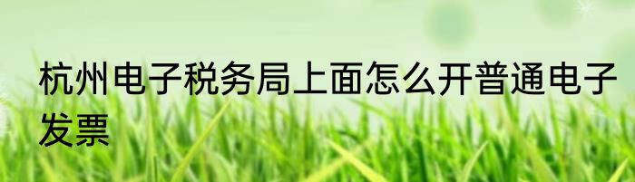 杭州电子税务局上面怎么开普通电子发票