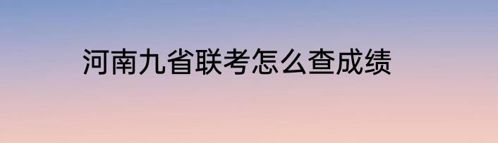 河南九省联考怎么查成绩