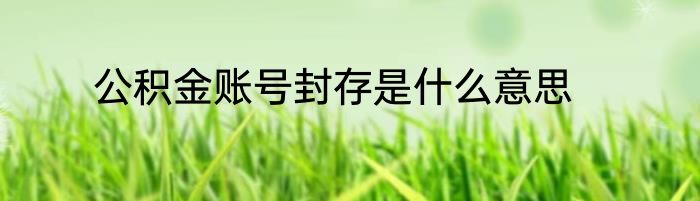 公积金账号封存是什么意思