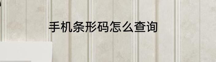 手机条形码怎么查询
