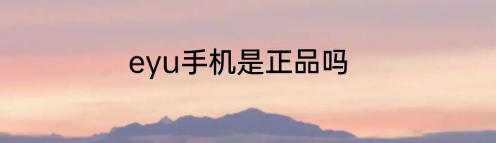 eyu手机是正品吗