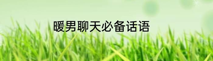暖男聊天必备话语