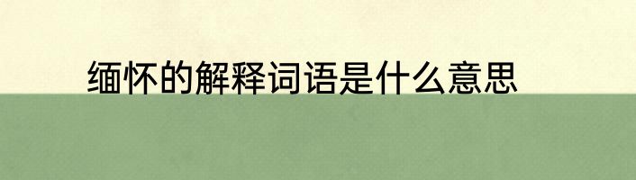 缅怀的解释词语是什么意思
