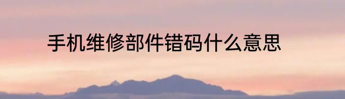 手机维修部件错码什么意思