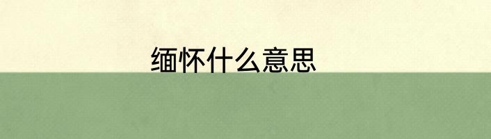 缅怀什么意思