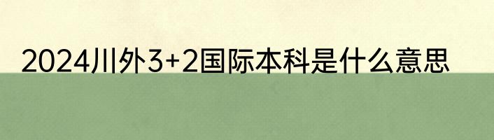 2024川外3+2国际本科是什么意思