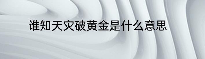 谁知天灾破黄金是什么意思
