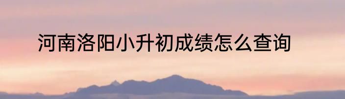 河南洛阳小升初成绩怎么查询