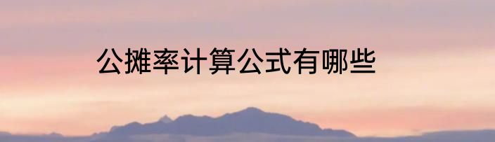 公摊率计算公式有哪些