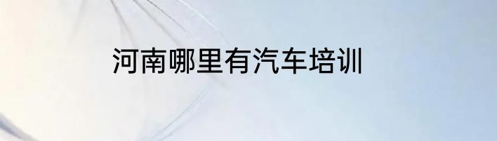 河南哪里有汽车培训