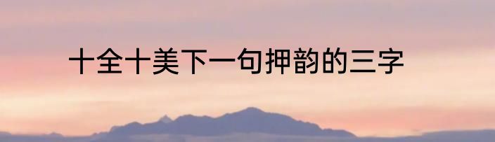 十全十美下一句押韵的三字
