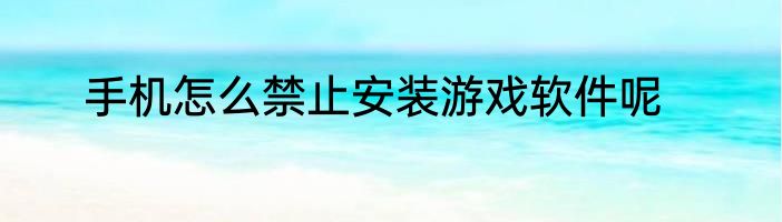 手机怎么禁止安装游戏软件呢