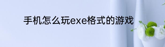 手机怎么玩exe格式的游戏