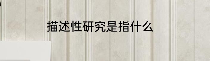 描述性研究是指什么