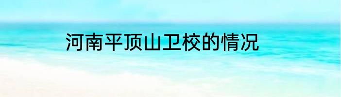 河南平顶山卫校的情况