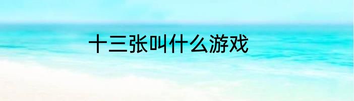 十三张叫什么游戏