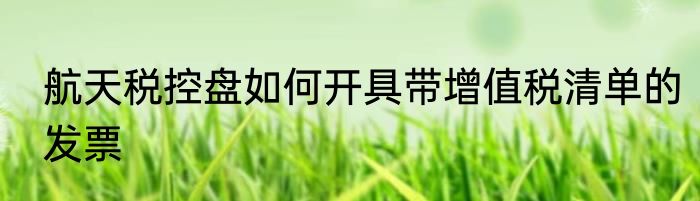 航天税控盘如何开具带增值税清单的发票