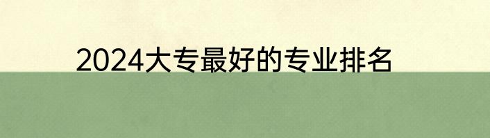 2024大专最好的专业排名