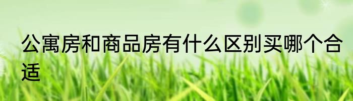 公寓房和商品房有什么区别买哪个合适