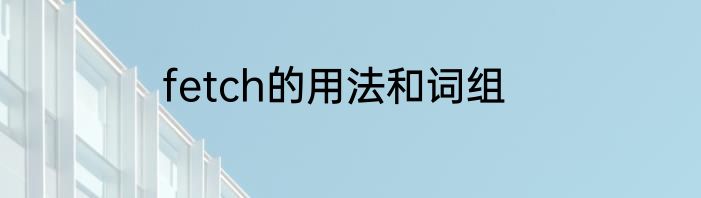 fetch的用法和词组