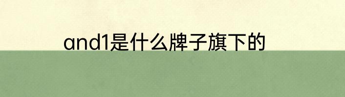 and1是什么牌子旗下的
