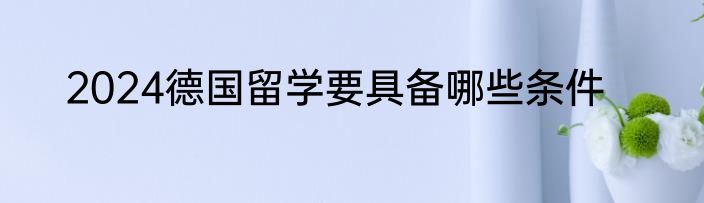 2024德国留学要具备哪些条件