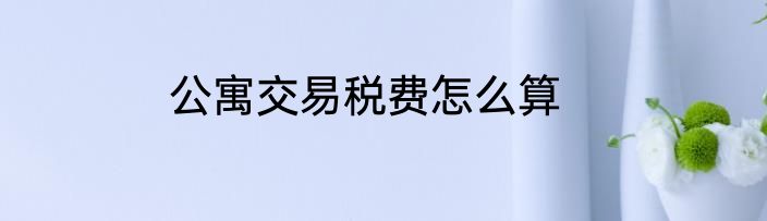 公寓交易税费怎么算